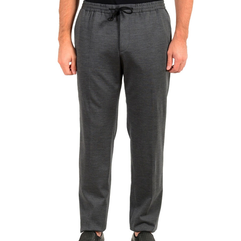 Hugo Boss Nwot Banks 3-J Charcoal Wool Pants Not Hemmed Size 32r Elastic Waist